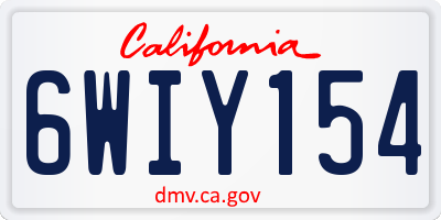 CA license plate 6WIY154