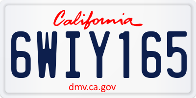 CA license plate 6WIY165