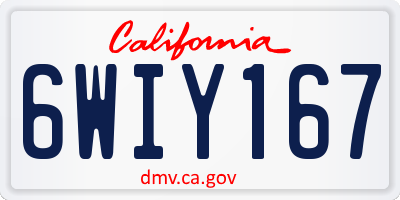 CA license plate 6WIY167
