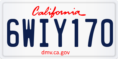CA license plate 6WIY170