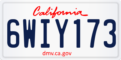 CA license plate 6WIY173