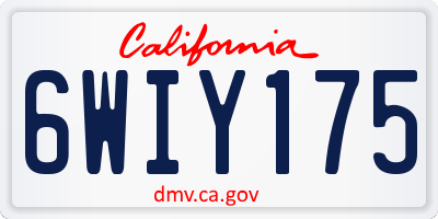 CA license plate 6WIY175
