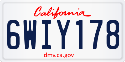 CA license plate 6WIY178