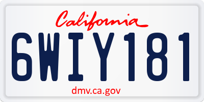 CA license plate 6WIY181