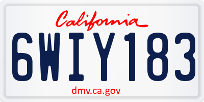 CA license plate 6WIY183