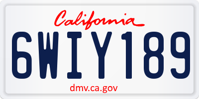 CA license plate 6WIY189
