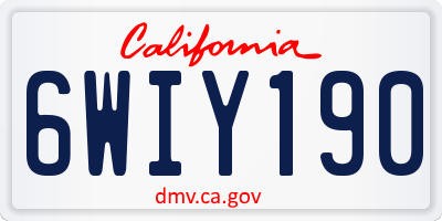 CA license plate 6WIY190