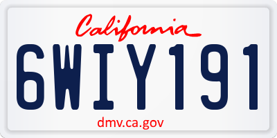 CA license plate 6WIY191