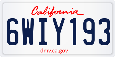 CA license plate 6WIY193