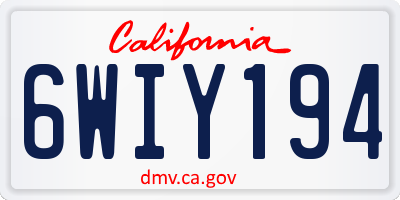 CA license plate 6WIY194