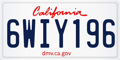 CA license plate 6WIY196