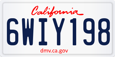 CA license plate 6WIY198