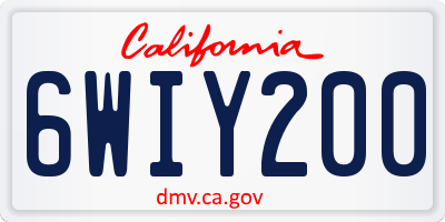 CA license plate 6WIY200