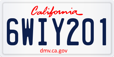 CA license plate 6WIY201
