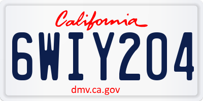 CA license plate 6WIY204