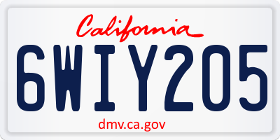 CA license plate 6WIY205