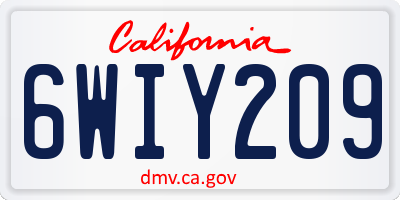CA license plate 6WIY209