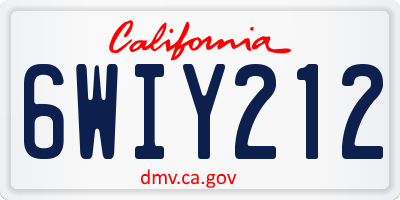 CA license plate 6WIY212