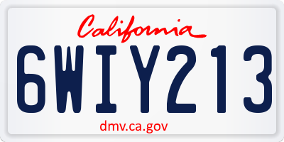 CA license plate 6WIY213