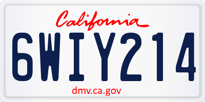CA license plate 6WIY214