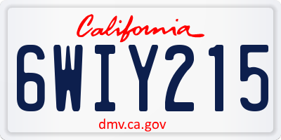 CA license plate 6WIY215