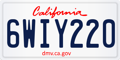 CA license plate 6WIY220