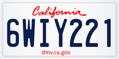 CA license plate 6WIY221