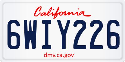 CA license plate 6WIY226