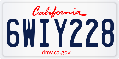 CA license plate 6WIY228