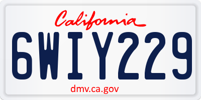 CA license plate 6WIY229