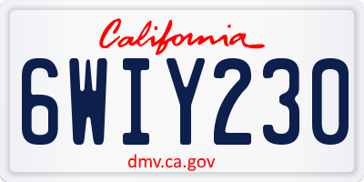 CA license plate 6WIY230