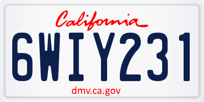 CA license plate 6WIY231