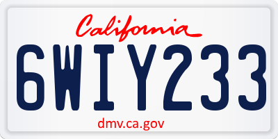 CA license plate 6WIY233