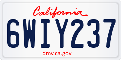 CA license plate 6WIY237