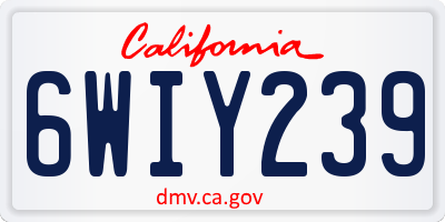 CA license plate 6WIY239
