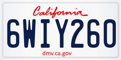 CA license plate 6WIY260