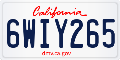 CA license plate 6WIY265