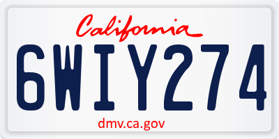 CA license plate 6WIY274