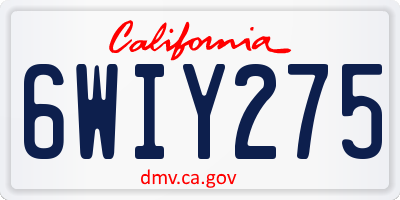 CA license plate 6WIY275