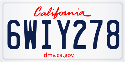 CA license plate 6WIY278