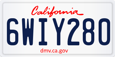 CA license plate 6WIY280