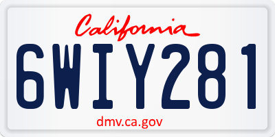 CA license plate 6WIY281