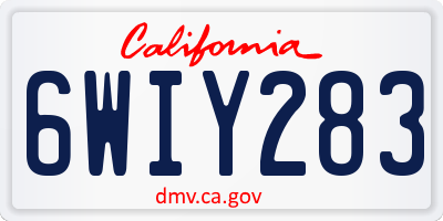 CA license plate 6WIY283