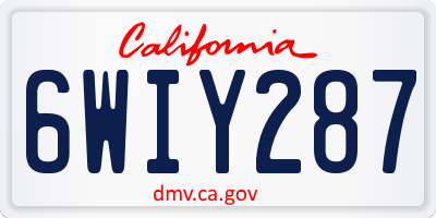 CA license plate 6WIY287