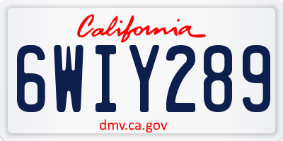 CA license plate 6WIY289