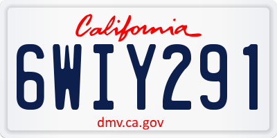 CA license plate 6WIY291