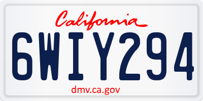 CA license plate 6WIY294