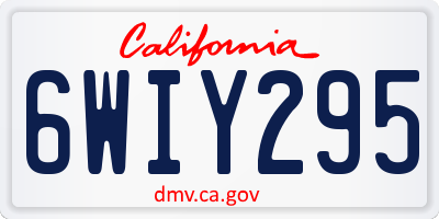 CA license plate 6WIY295
