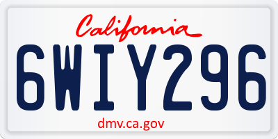 CA license plate 6WIY296