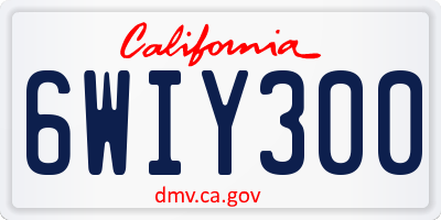 CA license plate 6WIY300